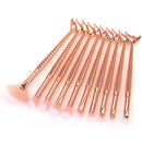 Kit 10pçs de pincéis de maquiagem sereia conjunto profissional